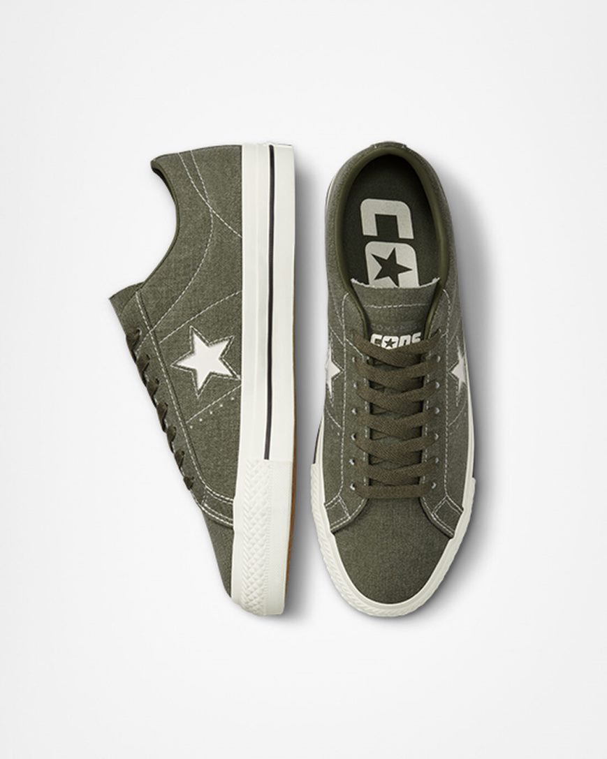 Zapatillas Skate Converse CONS One Star Pro Heavyweight Canvas Mujer Verde Oliva Negras | PE 07EL45